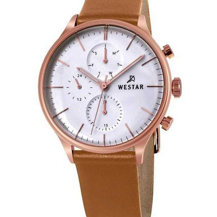 Orologio da uomo 50192PPN627 con cinturino in pelle con profilo Westar quadrante argento al quarzo
