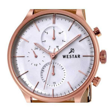 Orologio da uomo 50192PPN627 con cinturino in pelle con profilo Westar quadrante argento al quarzo