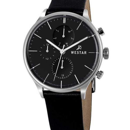 Orologio da uomo 50192STN103 con cinturino in pelle con profilo Westar quadrante nero al quarzo