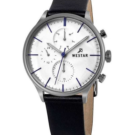 Orologio da uomo 50192STN407 con cinturino in pelle con profilo Westar quadrante argento al quarzo
