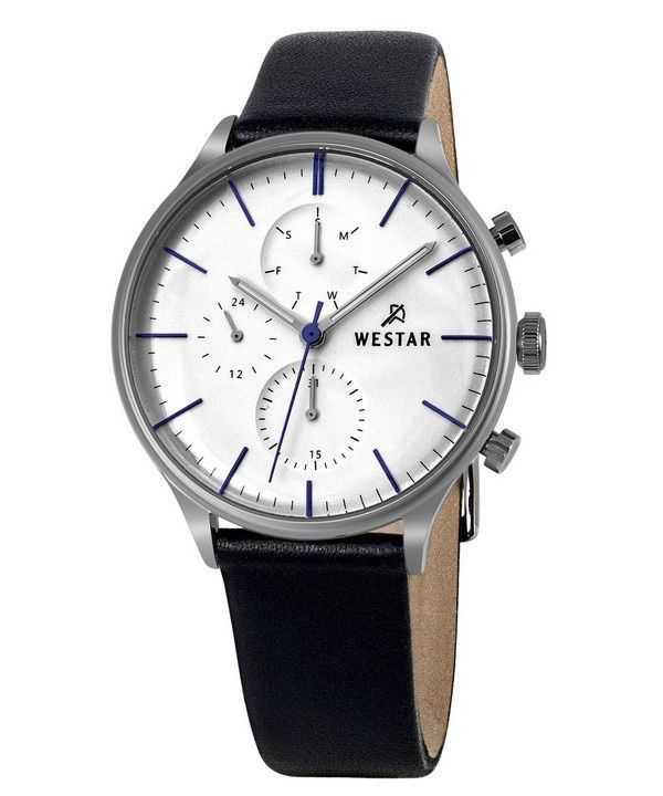 Orologio da uomo 50192STN407 con cinturino in pelle con profilo Westar quadrante argento al quarzo