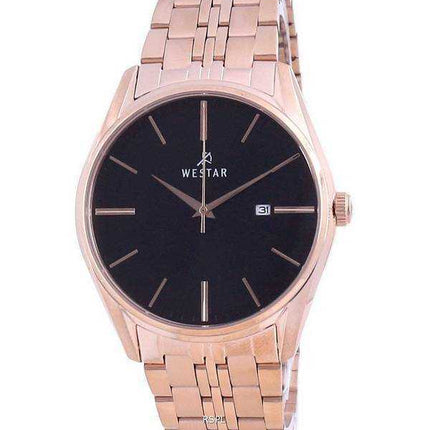 Orologio da uomo Westar con quadrante nero in acciaio inossidabile tono oro rosa 50210 PPN 603