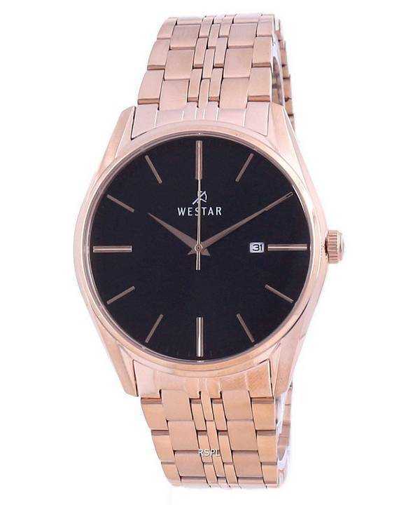 Orologio da uomo Westar con quadrante nero in acciaio inossidabile tono oro rosa 50210 PPN 603