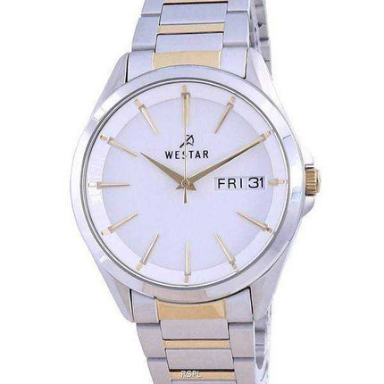 Orologio da uomo Westar con quadrante bianco bicolore in acciaio inossidabile al quarzo 50212 CBN 101