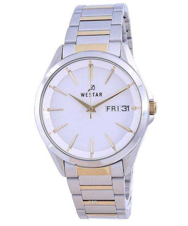 Orologio da uomo Westar con quadrante bianco bicolore in acciaio inossidabile al quarzo 50212 CBN 101