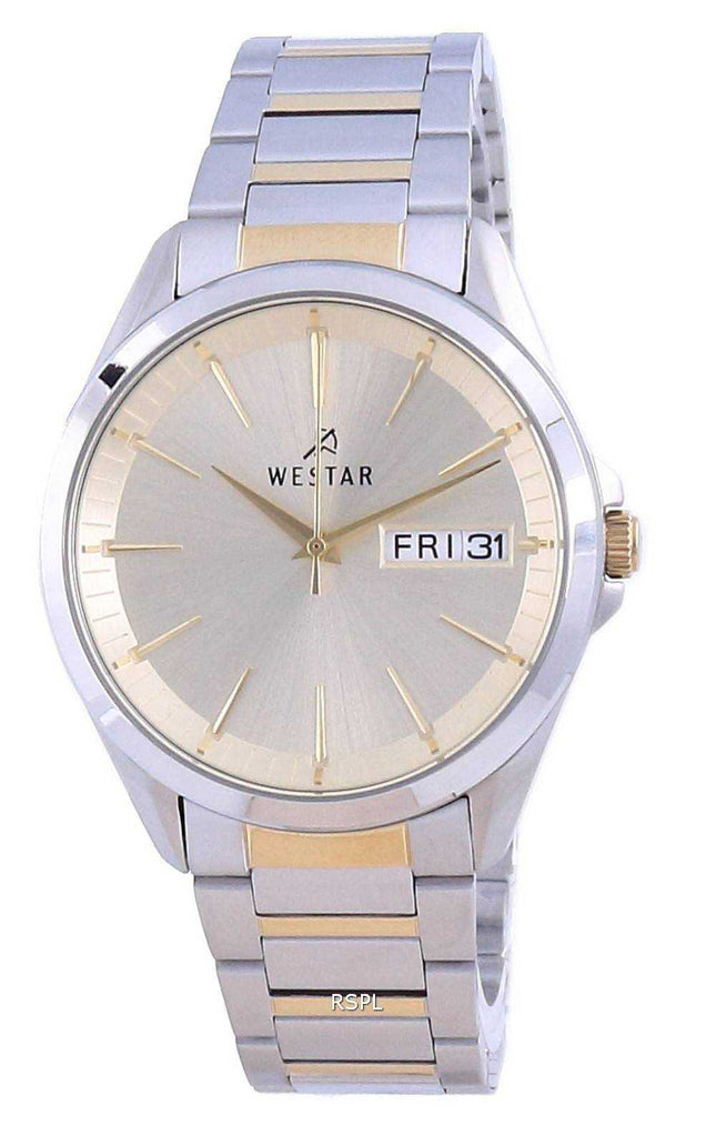 Westar Champagne Dial Two Tone Stainless Steel Quartz 50212 CBN 102 Orologio da uomo