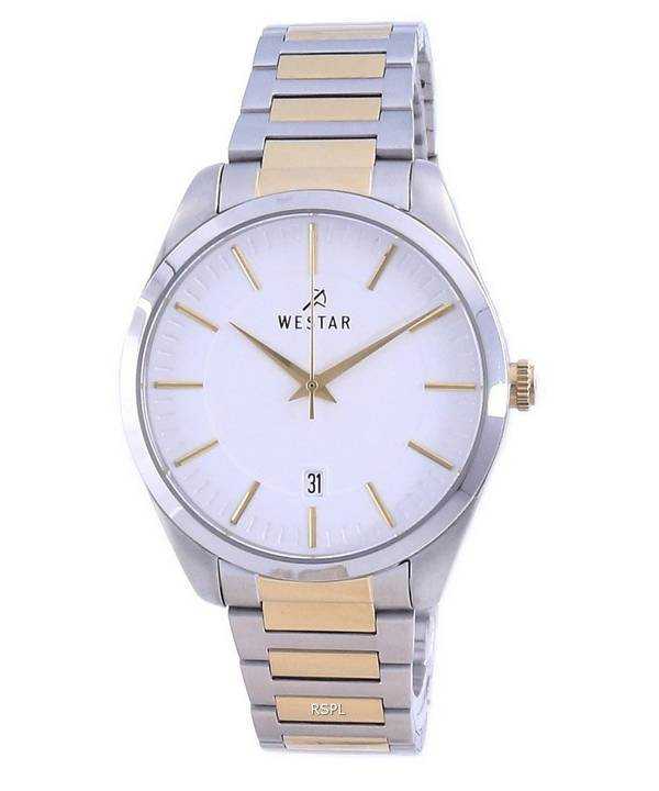 Orologio da uomo Westar con quadrante bianco bicolore in acciaio inossidabile al quarzo 50213 CBN 101