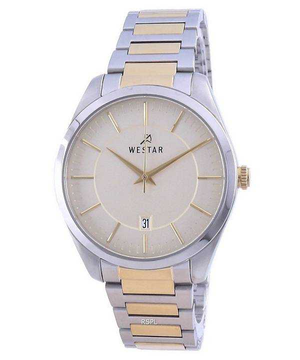 Westar Champagne Dial Two Tone Stainless Steel Quartz 50213 CBN 102 Orologio da uomo