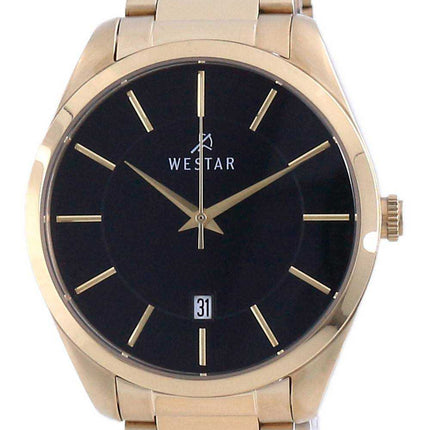 Orologio da uomo Westar quadrante nero tono oro in acciaio inossidabile al quarzo 50213 GPN 103