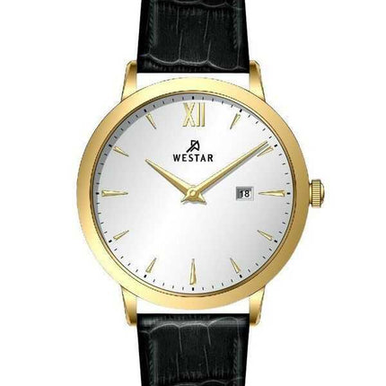 Orologio da uomo 50214GPN107 con cinturino in pelle con profilo Westar quadrante argento al quarzo