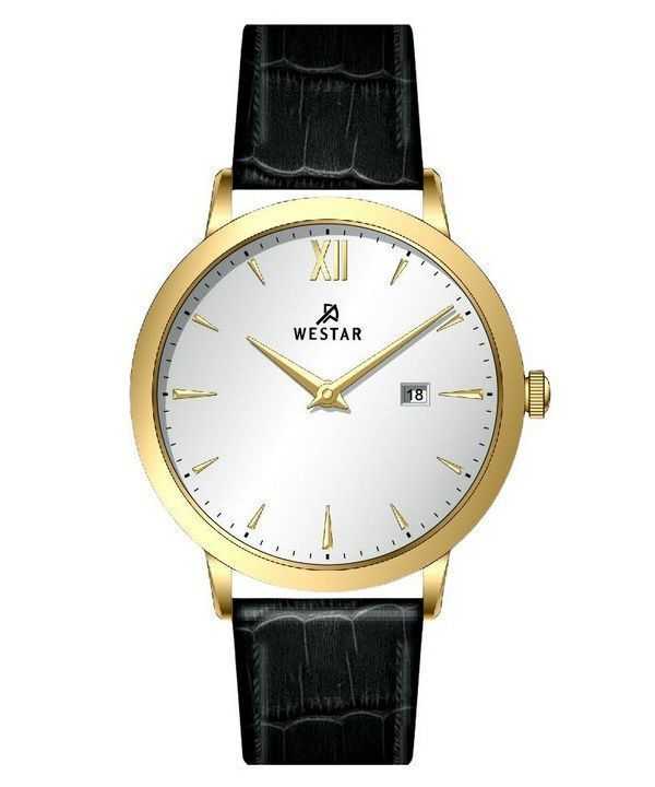 Orologio da uomo 50214GPN107 con cinturino in pelle con profilo Westar quadrante argento al quarzo
