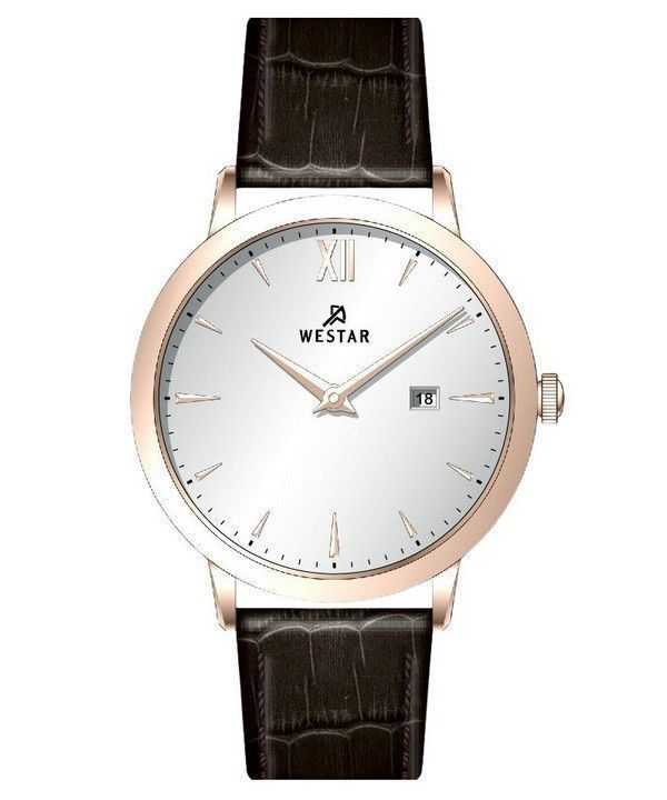 Orologio da uomo 50214PPN627 con cinturino in pelle con profilo Westar quadrante argento al quarzo