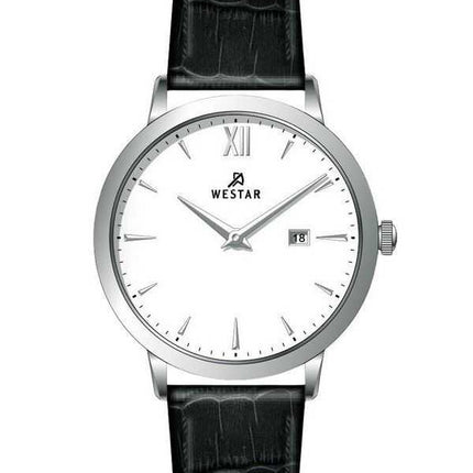 Orologio da uomo 50214STN101 con cinturino in pelle con profilo Westar quadrante bianco al quarzo