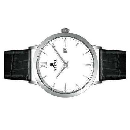 Orologio da uomo 50214STN101 con cinturino in pelle con profilo Westar quadrante bianco al quarzo