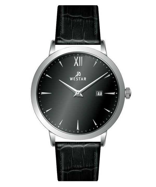 Orologio da uomo 50214STN103 con cinturino in pelle con profilo Westar quadrante nero al quarzo
