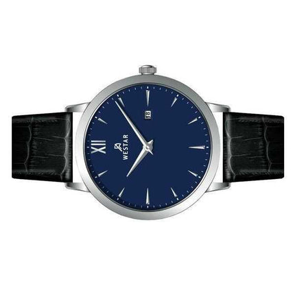 Orologio da uomo 50214STN104 con cinturino in pelle con profilo Westar quadrante blu al quarzo