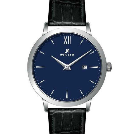 Orologio da uomo 50214STN104 con cinturino in pelle con profilo Westar quadrante blu al quarzo