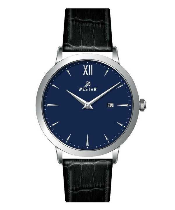 Orologio da uomo 50214STN104 con cinturino in pelle con profilo Westar quadrante blu al quarzo