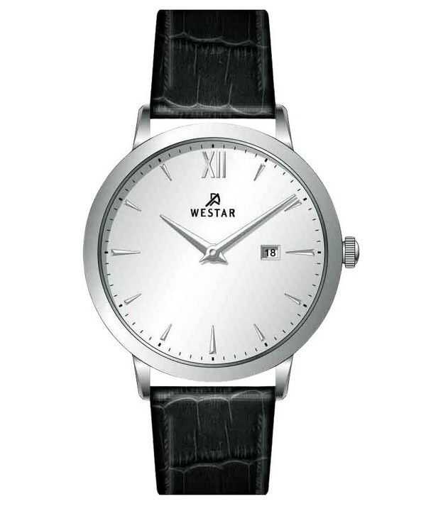 Orologio da uomo 50214STN107 con quadrante argentato con profilo Westar e cinturino in pelle al quarzo