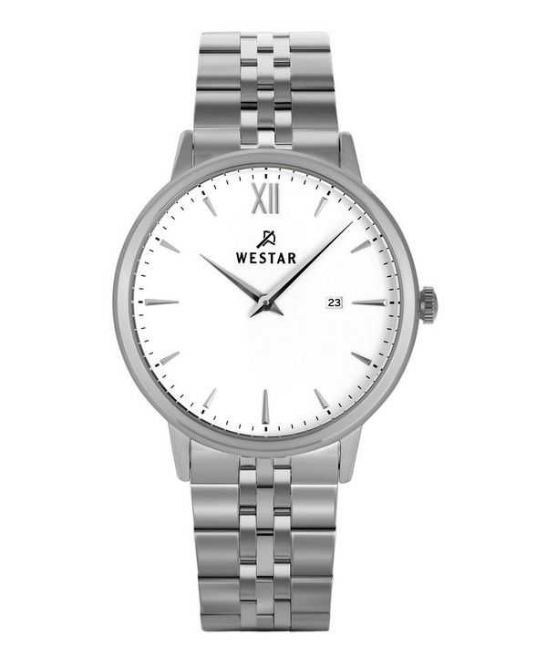 Orologio da uomo con profilo Westar in acciaio inossidabile quadrante bianco al quarzo 50215STN101