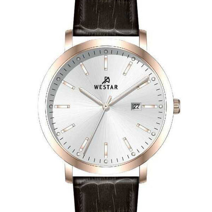 Orologio da uomo 50216PPN627 con cinturino in pelle con profilo Westar quadrante argento al quarzo