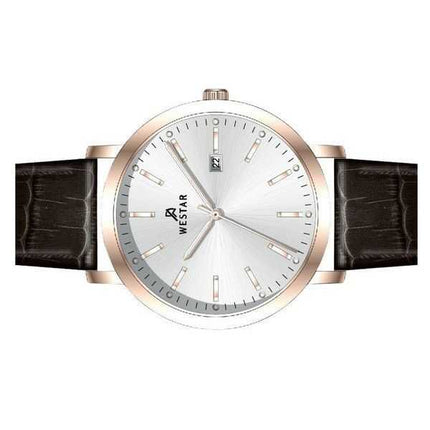 Orologio da uomo 50216PPN627 con cinturino in pelle con profilo Westar quadrante argento al quarzo