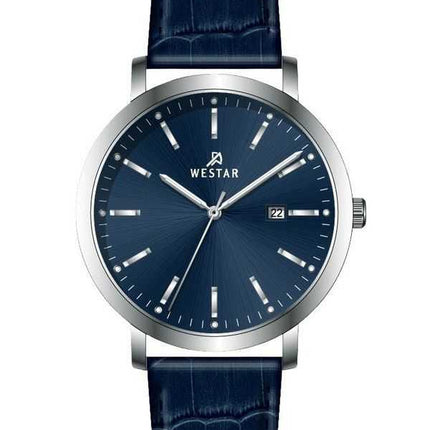 Orologio da uomo 50216STN144 con cinturino in pelle con profilo Westar quadrante blu al quarzo