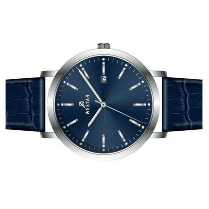 Orologio da uomo 50216STN144 con cinturino in pelle con profilo Westar quadrante blu al quarzo