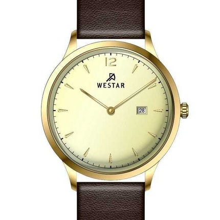 Orologio da uomo 50217GPN122 con quadrante champagne chiaro con profilo Westar e cinturino in pelle al quarzo