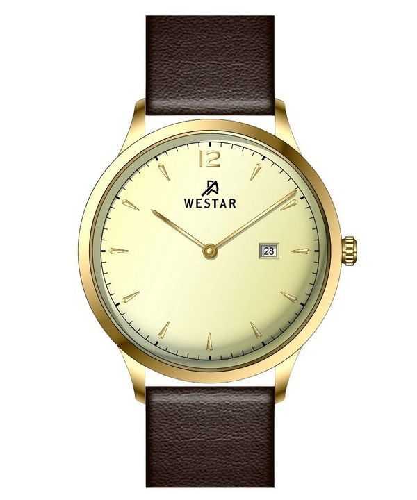 Orologio da uomo 50217GPN122 con quadrante champagne chiaro con profilo Westar e cinturino in pelle al quarzo