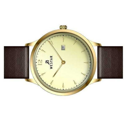 Orologio da uomo 50217GPN122 con quadrante champagne chiaro con profilo Westar e cinturino in pelle al quarzo