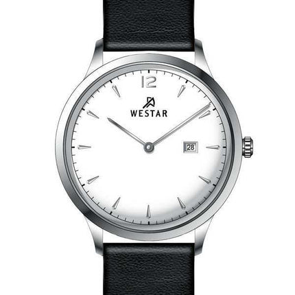 Orologio da uomo 50217STN101 con cinturino in pelle con profilo Westar quadrante bianco al quarzo