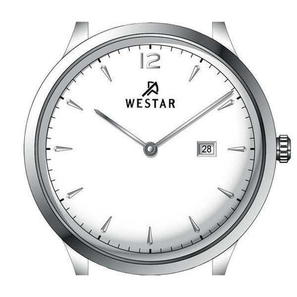 Orologio da uomo 50217STN101 con cinturino in pelle con profilo Westar quadrante bianco al quarzo