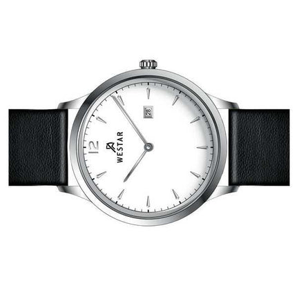 Orologio da uomo 50217STN101 con cinturino in pelle con profilo Westar quadrante bianco al quarzo