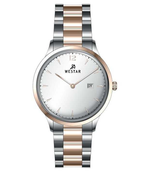 Orologio da uomo con profilo Westar in acciaio inossidabile quadrante argentato al quarzo 50218SPN607