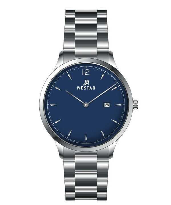 Orologio da uomo con profilo Westar in acciaio inossidabile quadrante blu al quarzo 50218STN104