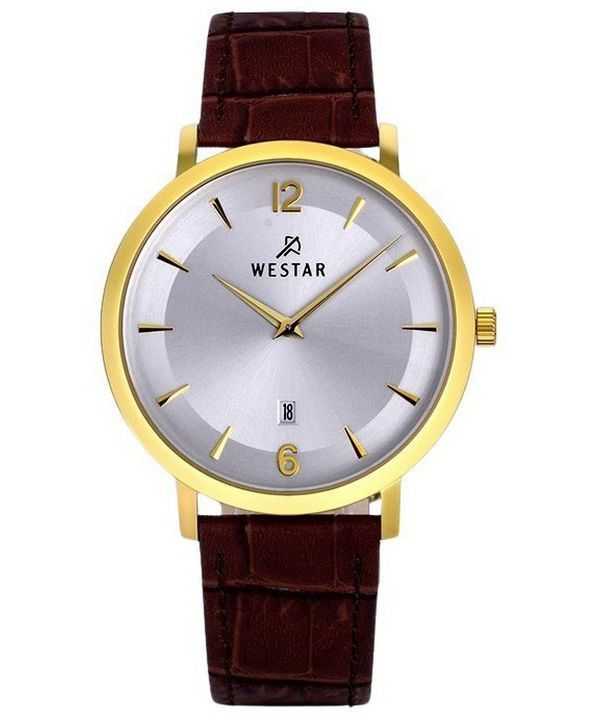 Orologio da uomo 50219GPN127 con cinturino in pelle con profilo Westar quadrante argento al quarzo