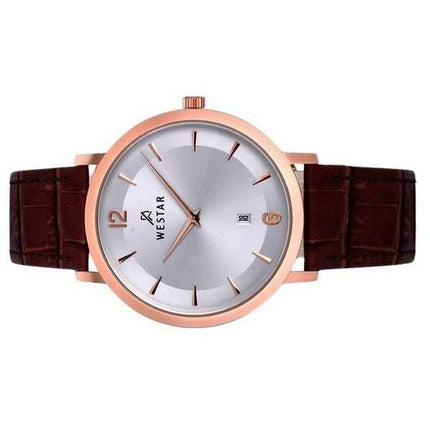Orologio da uomo 50219PPN627 con cinturino in pelle profilo Westar quadrante argento al quarzo