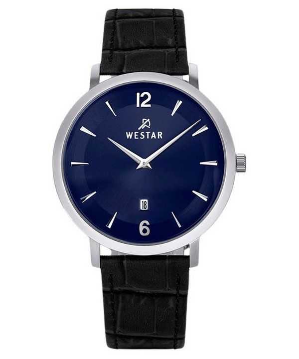 Orologio da uomo 50219STN104 con cinturino in pelle con profilo Westar quadrante blu al quarzo