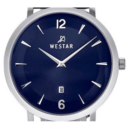 Orologio da uomo 50219STN104 con cinturino in pelle con profilo Westar quadrante blu al quarzo