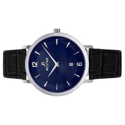 Orologio da uomo 50219STN104 con cinturino in pelle con profilo Westar quadrante blu al quarzo