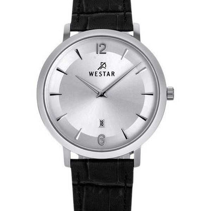 Orologio da uomo 50219STN107 con cinturino in pelle con profilo Westar quadrante argento al quarzo