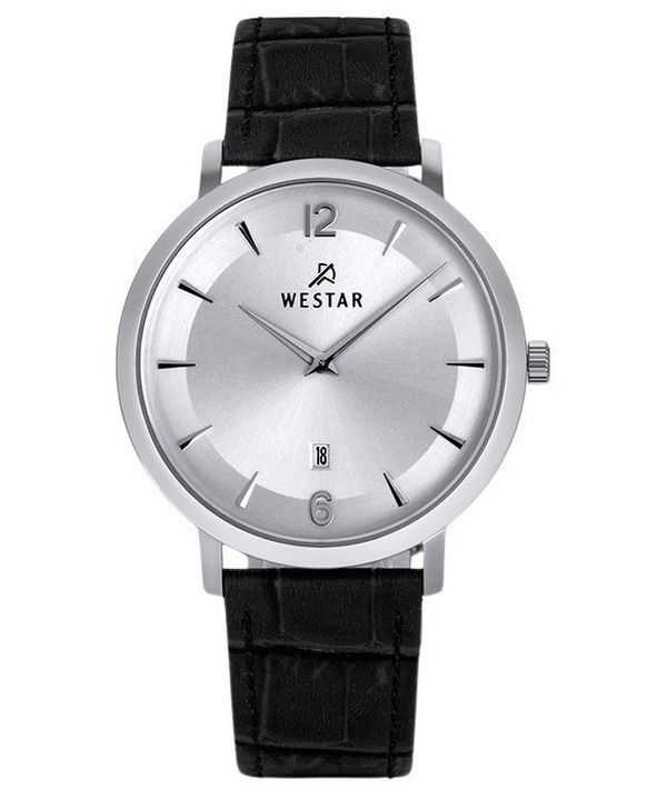 Orologio da uomo 50219STN107 con cinturino in pelle con profilo Westar quadrante argento al quarzo