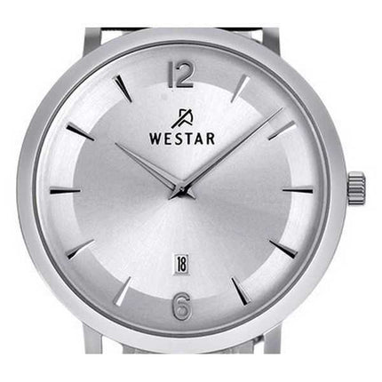 Orologio da uomo 50219STN107 con cinturino in pelle con profilo Westar quadrante argento al quarzo