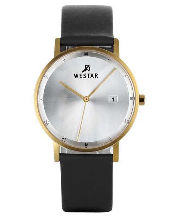 Orologio da uomo 50221GPN107 con profilo Westar, cinturino in pelle nera, quadrante argentato al quarzo