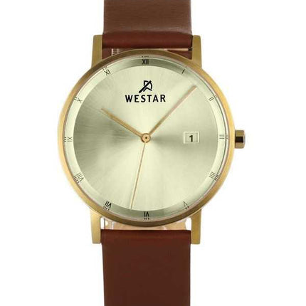 Orologio da uomo 50221GPN122 con quadrante champagne chiaro con profilo Westar e cinturino in pelle al quarzo