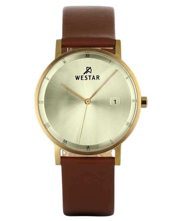 Orologio da uomo 50221GPN122 con quadrante champagne chiaro con profilo Westar e cinturino in pelle al quarzo