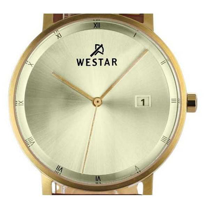 Orologio da uomo 50221GPN122 con quadrante champagne chiaro con profilo Westar e cinturino in pelle al quarzo