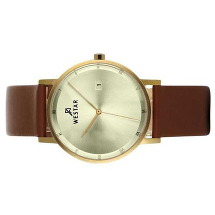 Orologio da uomo 50221GPN122 con quadrante champagne chiaro con profilo Westar e cinturino in pelle al quarzo