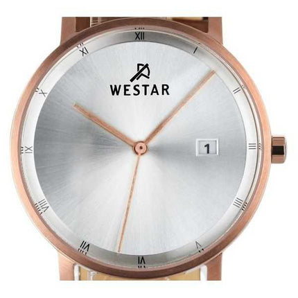 Orologio da uomo 50221PPN627 con profilo Westar, cinturino in pelle marrone, quadrante argentato al quarzo